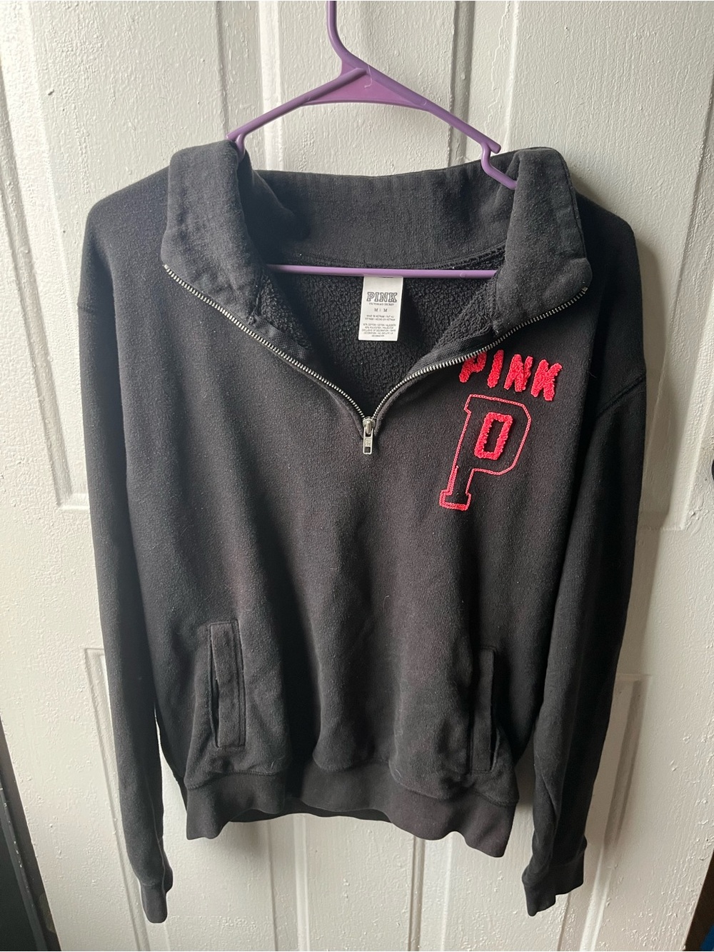 Victoria's Secret PINK Black Pullover with Pink Logo Accent